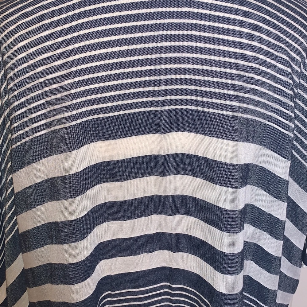 LOFT Navy and White Striped Open Front Kimono Cardigan - Picture 3 of 4